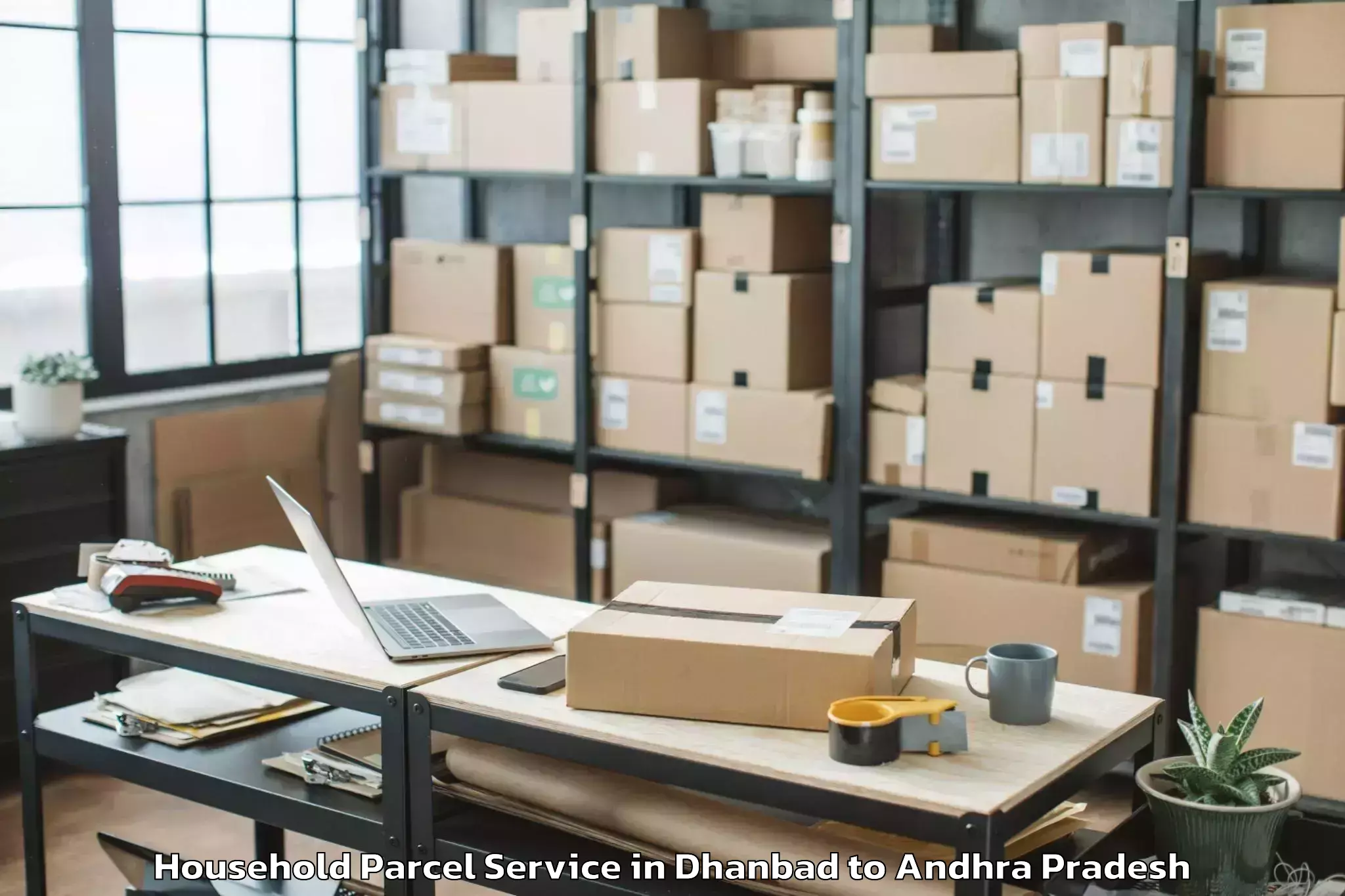 Easy Dhanbad to Bellamkonda Household Parcel Booking